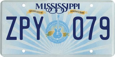 MS license plate ZPY079