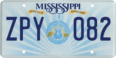 MS license plate ZPY082