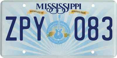 MS license plate ZPY083