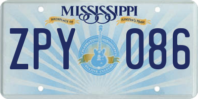 MS license plate ZPY086