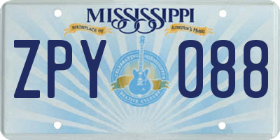 MS license plate ZPY088
