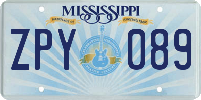 MS license plate ZPY089