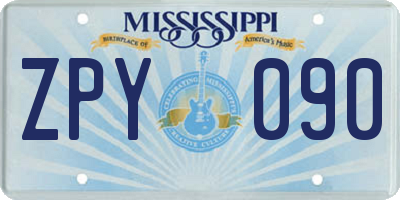 MS license plate ZPY090