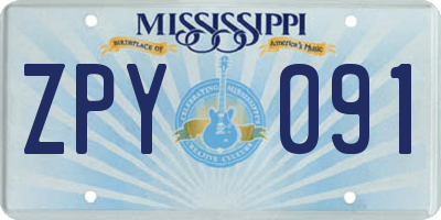 MS license plate ZPY091
