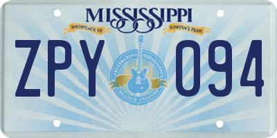 MS license plate ZPY094