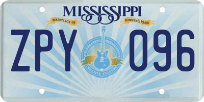 MS license plate ZPY096