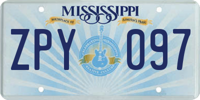 MS license plate ZPY097
