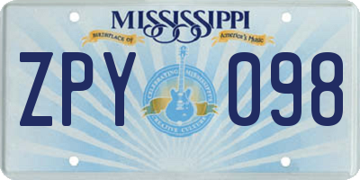 MS license plate ZPY098