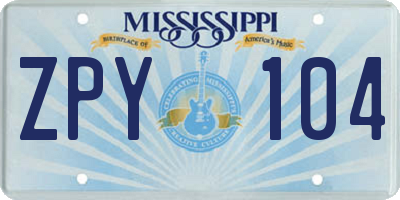 MS license plate ZPY104