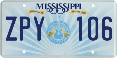 MS license plate ZPY106