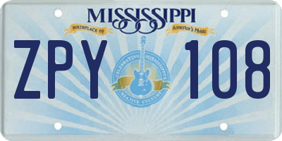 MS license plate ZPY108