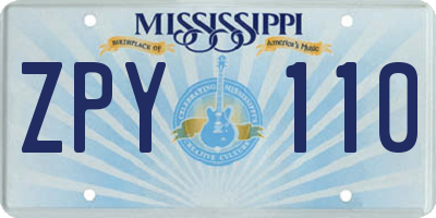 MS license plate ZPY110