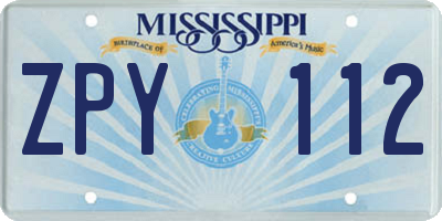 MS license plate ZPY112