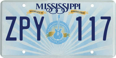 MS license plate ZPY117