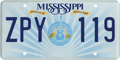 MS license plate ZPY119