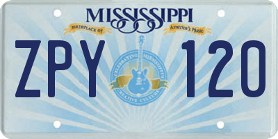 MS license plate ZPY120