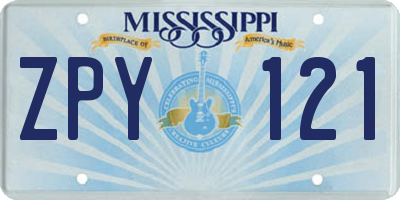 MS license plate ZPY121
