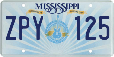 MS license plate ZPY125