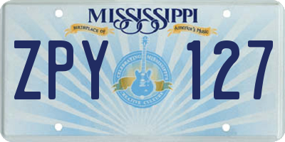 MS license plate ZPY127