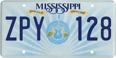MS license plate ZPY128