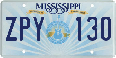 MS license plate ZPY130