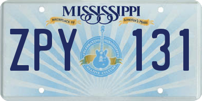 MS license plate ZPY131