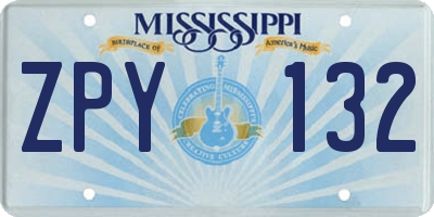 MS license plate ZPY132