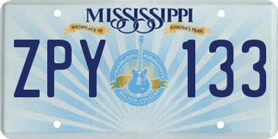 MS license plate ZPY133