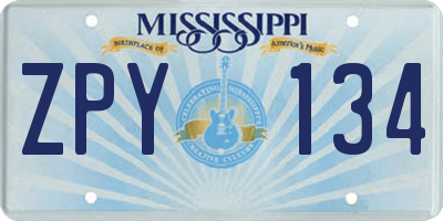MS license plate ZPY134