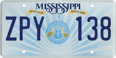 MS license plate ZPY138