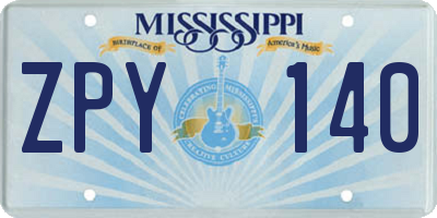 MS license plate ZPY140
