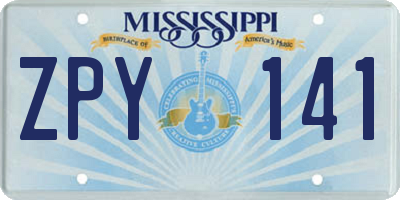 MS license plate ZPY141
