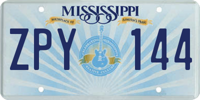 MS license plate ZPY144