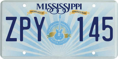 MS license plate ZPY145