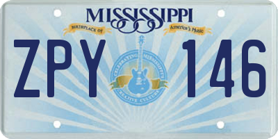 MS license plate ZPY146