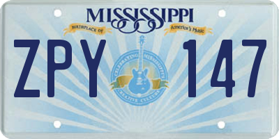 MS license plate ZPY147