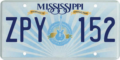 MS license plate ZPY152