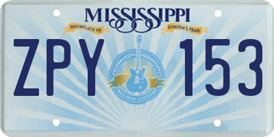 MS license plate ZPY153