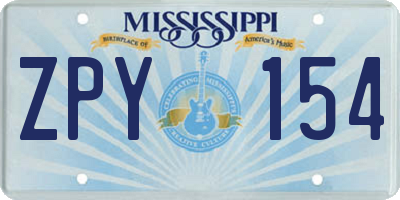 MS license plate ZPY154