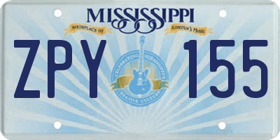 MS license plate ZPY155