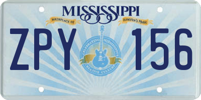 MS license plate ZPY156