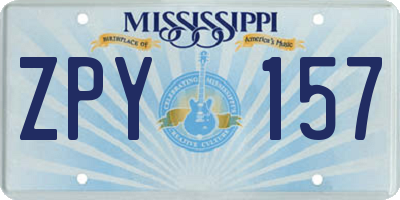 MS license plate ZPY157