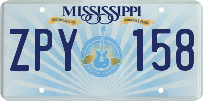 MS license plate ZPY158