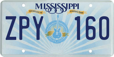MS license plate ZPY160