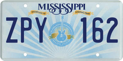 MS license plate ZPY162