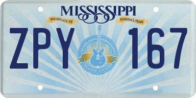 MS license plate ZPY167