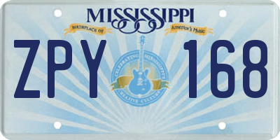 MS license plate ZPY168