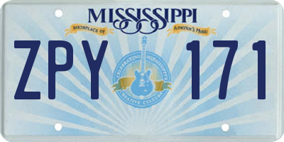 MS license plate ZPY171