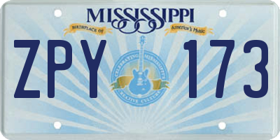 MS license plate ZPY173