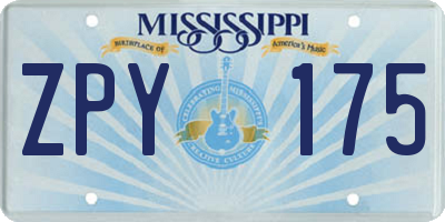 MS license plate ZPY175